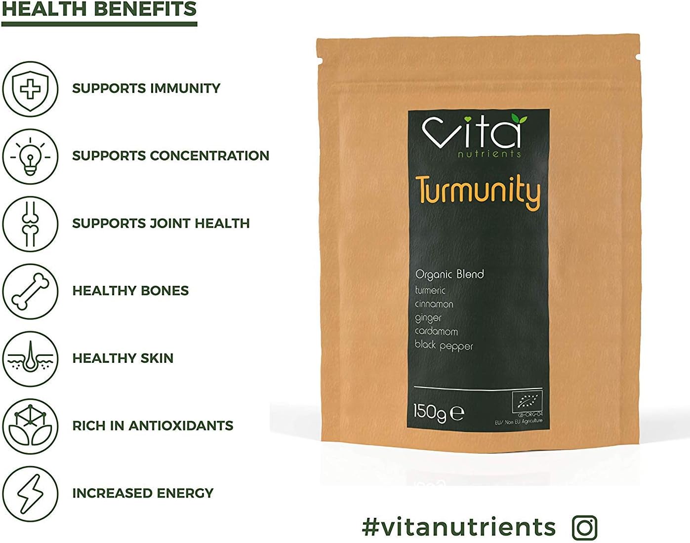Turmunity Superfood Powder Blend 150g, Premium Organic Food, Vegan & Gluten Free, Rich Ayurveda, Turmeric - Image 5
