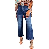 Astylish Womens High Waisted Jeans Stretchy Flared Straight Leg Loose Trendy Raw Hem Denim Pants
