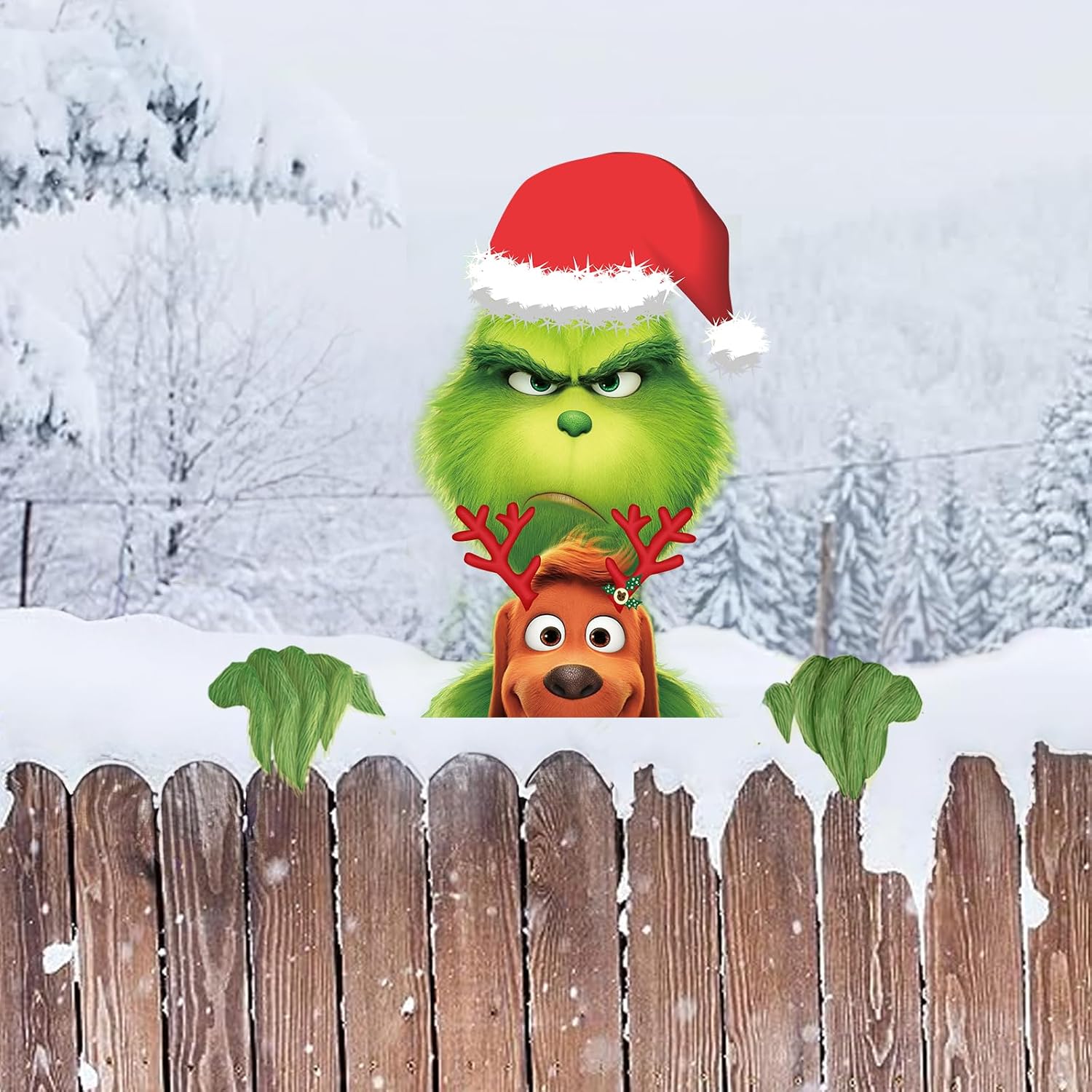 Yard Signs - Christmas Decorations Outdoor16.53in,Outdoor Christmas Fence Peeker Outdoor Decoration,for Holiday Xmas Garden Courtyard Wall Decorations