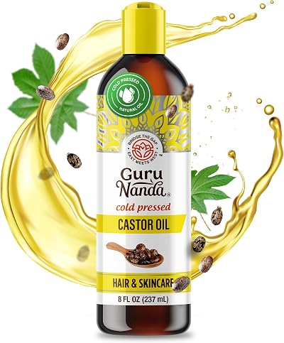GuruNanda 100% Pure Castor Oil 8oz Cold Pressed Hexane-Free Hair Skin Nails