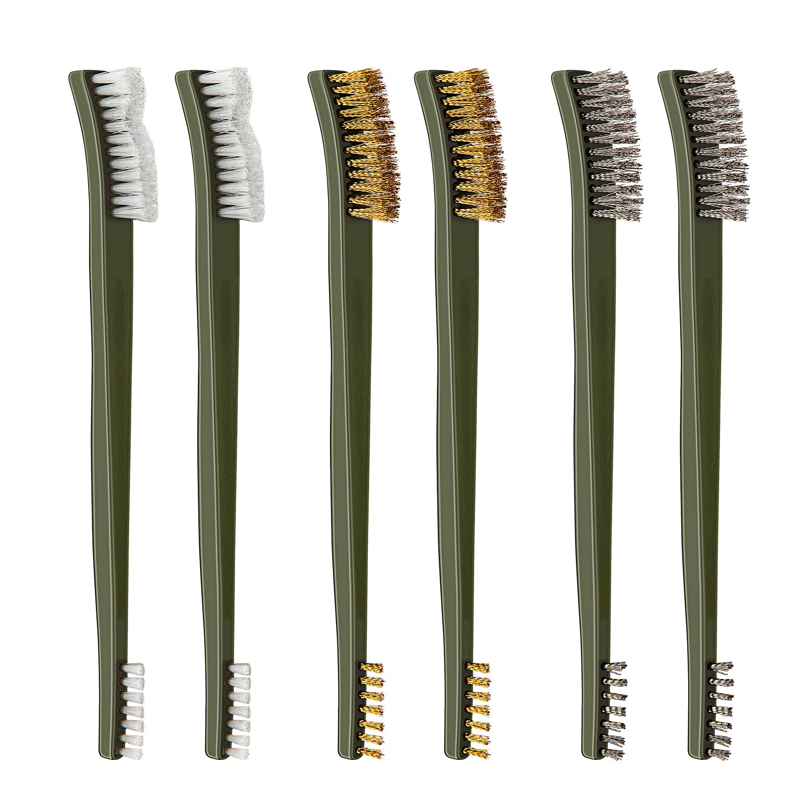TONITTO 6Pcs Small Wire Brush Double-Ended Brass Brush Stainless Steel Wire Brush for Cleaning Welding Slag and Rust