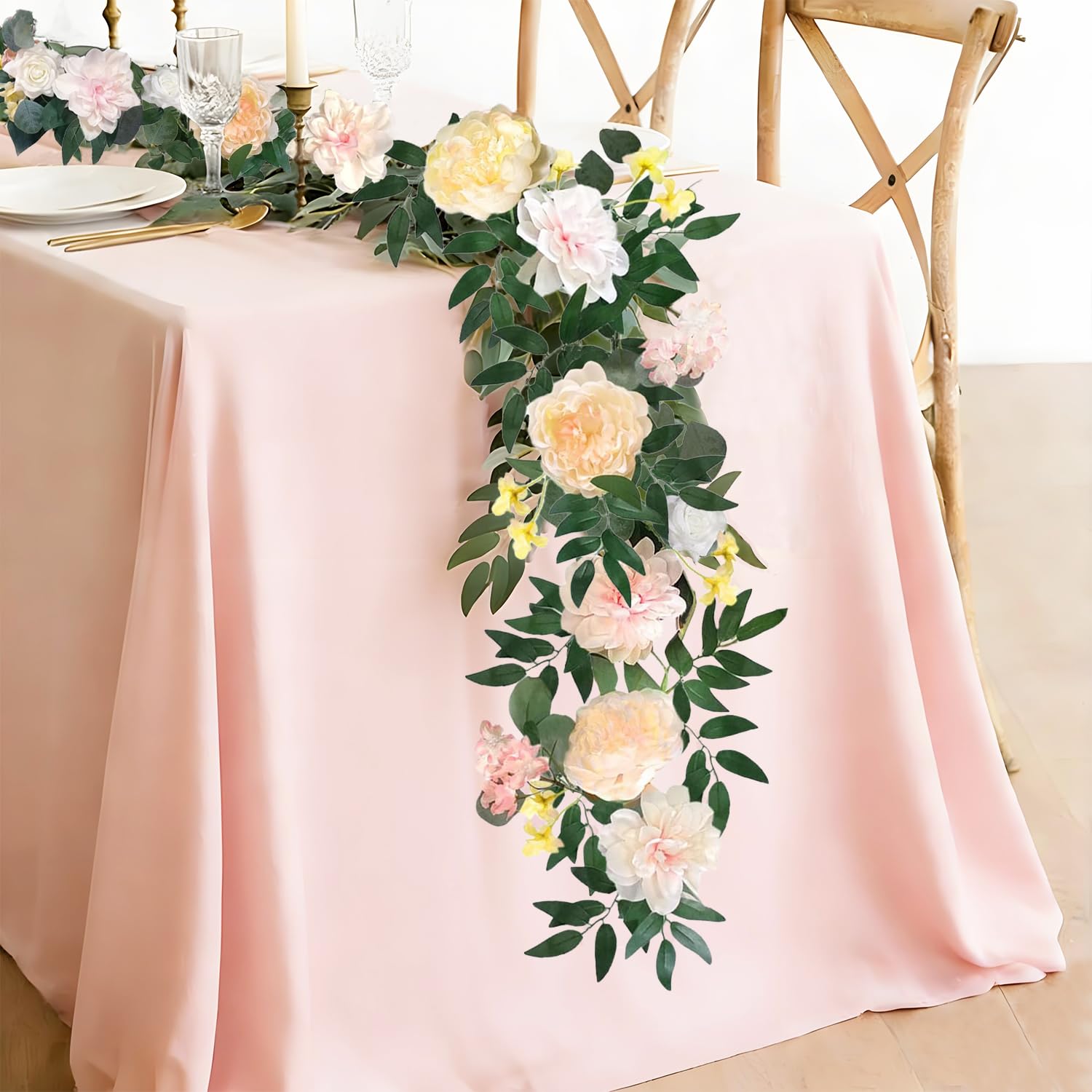 180cm, Pink Peony Garland, Wedding Arch Flowers, Rose Garland Artificial Flowers Hanging for Home Garden Party Outdoor Indoor