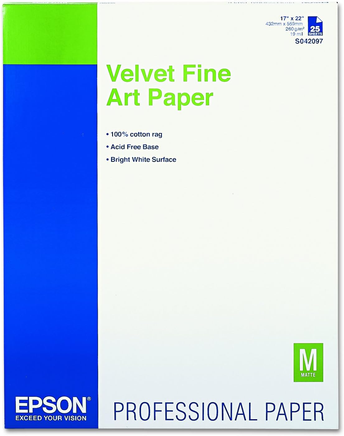 Epson Velvet Fine Art Paper (8.5x11 Inches, 20 Sheets) (S041636) : Photo Quality Paper : Office Products