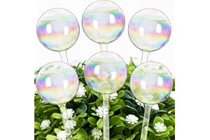 Sawowkuya 6 Pcs Plant Watering Globes, 9 Inch Iridescent Self Watering Planter Insert, Glass Plant Watering Devices for Indoor and Outdoor Plants Waterer Accessories