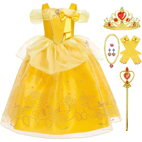 Amazon.com: AMNPOLEN Kids Belle Halloween Costume Maid Blue Dress Outfit  Girls Beauty Princess Village Cosplay Ball Gown Dress up Props (Kids, 120  (5-6 years)) : Clothing, Shoes & Jewelry