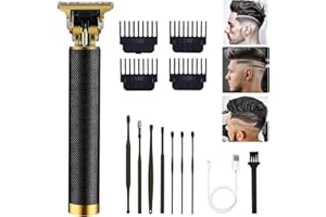 PXLISIE Hair Clippers for Men, Professional Hair Trimmer T Blade Trimmer Zero Gapped Trimmer, Cordless Rechargeable Beard Trimmer Shaver Hair Cutting Kit with Guide Combs (Black)