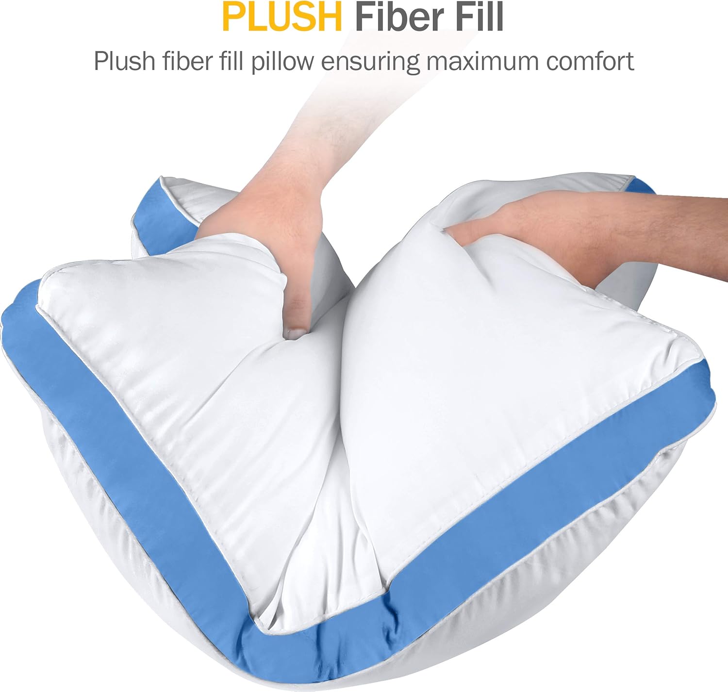 Utopia Bedding Gusseted Pillow (2-Pack) Premium Quality Bed Pillows - Side Back Sleepers - Blue Gusset - Queen - 18 x 26 Inches: Home & Kitchen