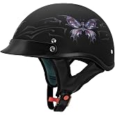 VCAN Cruiser Intricate Butterfly Motorcycle Half Helmet