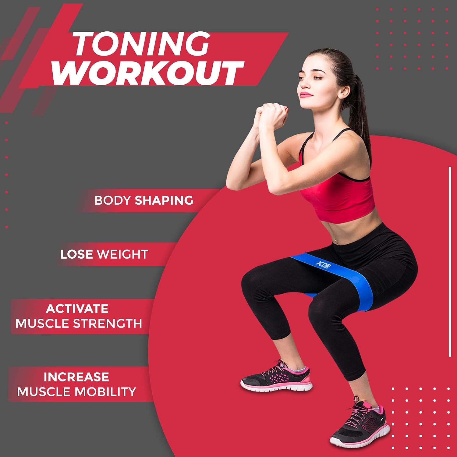 XN8 Sports Resistance Bands Set of 5, Fitness Bands for Shaping Legs & Glutes Exercise Loop Band for Gym Yoga, Home Exercise - Image 4