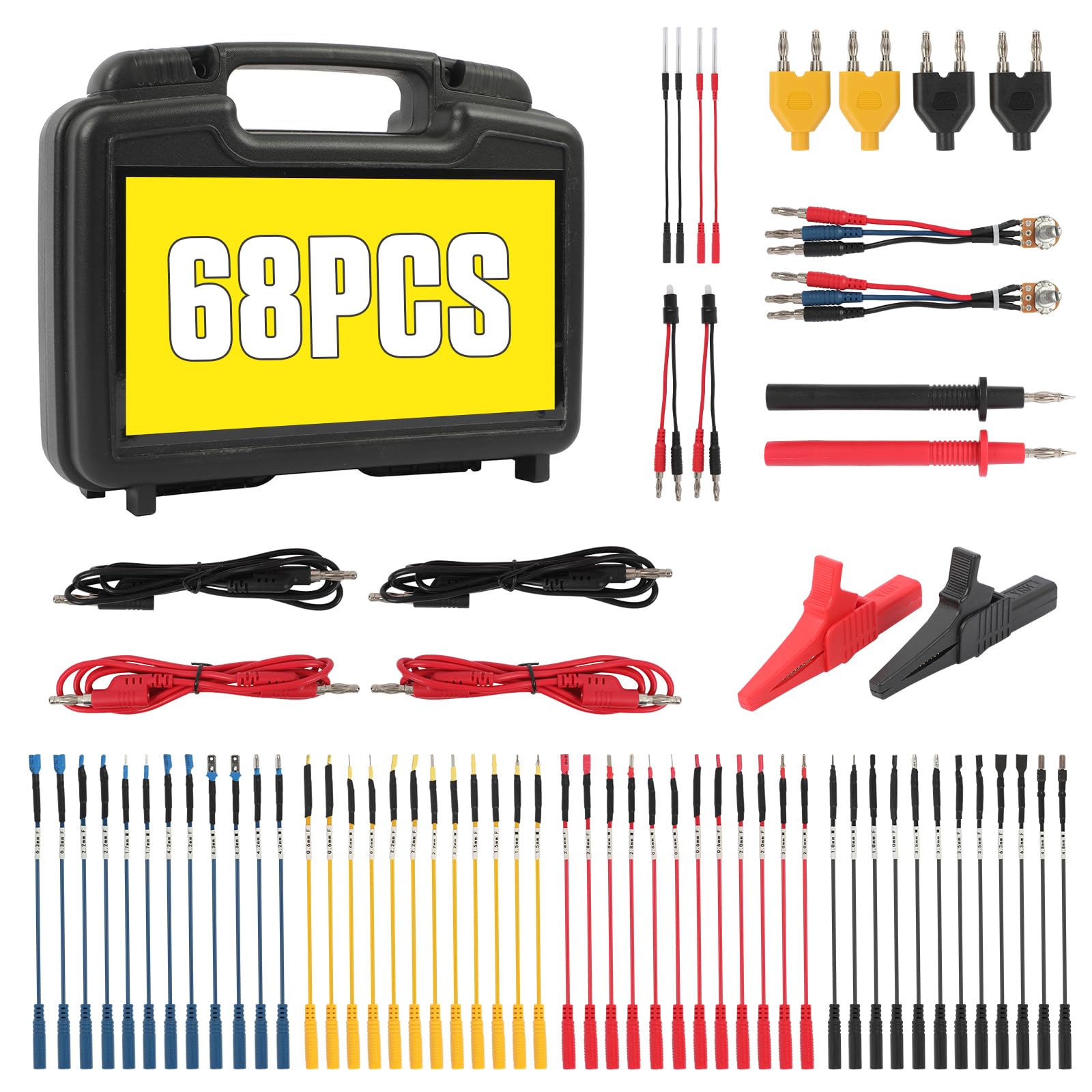 Kit 92 Pezzi Cavi Test Con Clip Alligatore Per Multimetro E Circuiti Elettrici Automotive