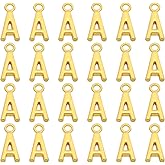 PATIKIL Letter Charm, 50 Pcs Alphabet Initial Pendant Charm Bulk Cute DIY for Jewelry Making Bracelets Earrings Necklace Keychains Crafts, Golden, a