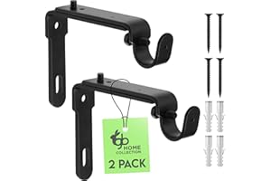 gb Home Collection Adjustable Curtain Rod Brackets, 2 Pcs, for 1" or 3/4" Rod, Heavy Duty Curtain Rod Holders, Curtain Holders, Curtain Rod Brackets, Curtain Rod Hooks for Wall, Curtain Brackets