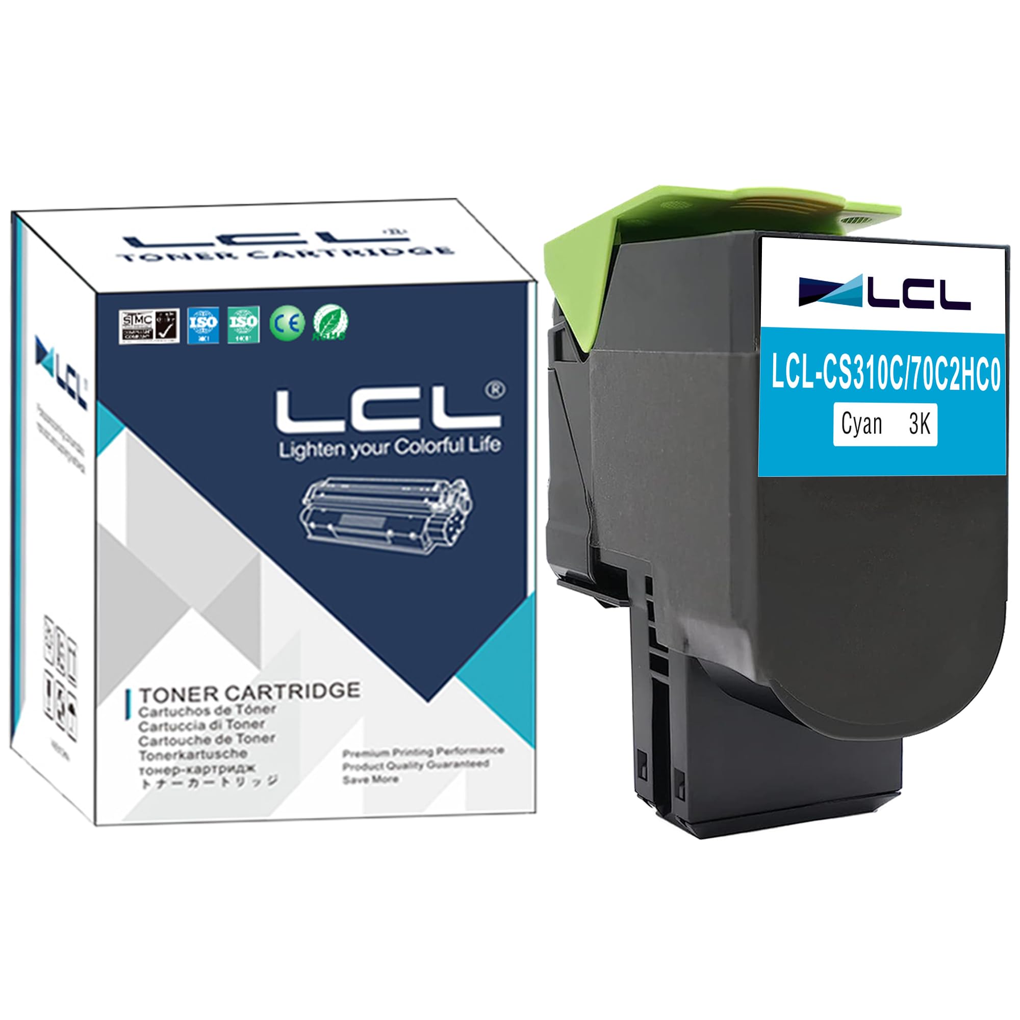 LCL 702HC Cyan Toner Cartridge cartridge Replacement for Lexmark 70C0H20 700H2 70C2HC0 70C2HCE 702HCE for Lexmark CS310 CS310n CS310dn CS410 CS410n CS410dn Cs410dtn CS510 CS510de CS510dte (1 Pack)