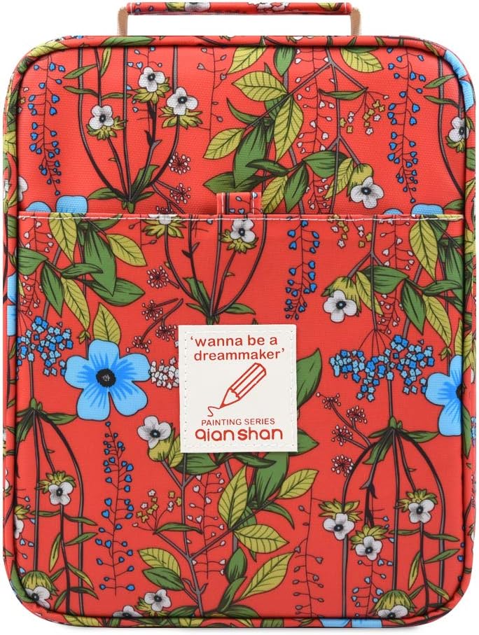 Pencil Case Holder Slot - Holds 202 Colored Pencils or 136 Gel Pens with Zipper Closure - Large Capacity Pen Organizer for Watercolor Pens or Markers - Perfect Gift for Artist Red Floral