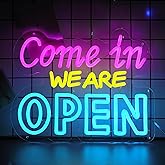 WIOSOUL Open Neon Sign LED Come in We are Open Neon Light Sign Colorful Neon Open Signs USB Neon Lights for Business Shop Hotel Restaurant Bar Decor Light