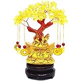 Colorsheng Feng Shui Citrine Quartz Crystal Money Tree Bonsai Style Decoration for Luck and Wealth (Yuan Bao)