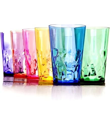 Amazon.com | KX-WARE 20-ounce Acrylic Glasses Plastic Tumbler, set of 6  Multicolor - Hammered Style, Dishwasher Safe, BPA Free: Tumblers & Water  Glasses