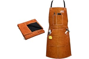 ARCCAPTAIN Leather Welding Apron 24" X 36" with 6 Tool Pockets