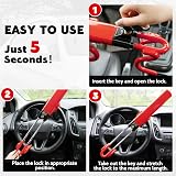 Tevlaphee Steering Wheel Lock Twin Bar with 3 Keys Red High Visibility view 6