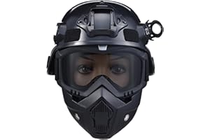 BROYEUR Airsoft Helmet Mask, Paintball Helmet Mask,Full Face Tactical Helmet Mask,Detachable Adjustable Military Tactical Helmet Mask