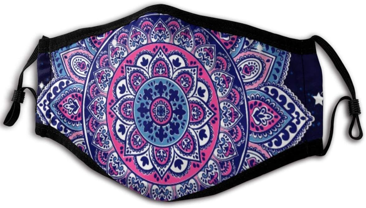 Mouth Mask Anti Dust Mouth Mask,Ethnic Mandala Towel, Yoga Mat Print Unisex Black Face Mask Reusable Fashion Mask Face Mask Washable Mask Reusable Mask for Cycling Camping Travel for Adults Men Women