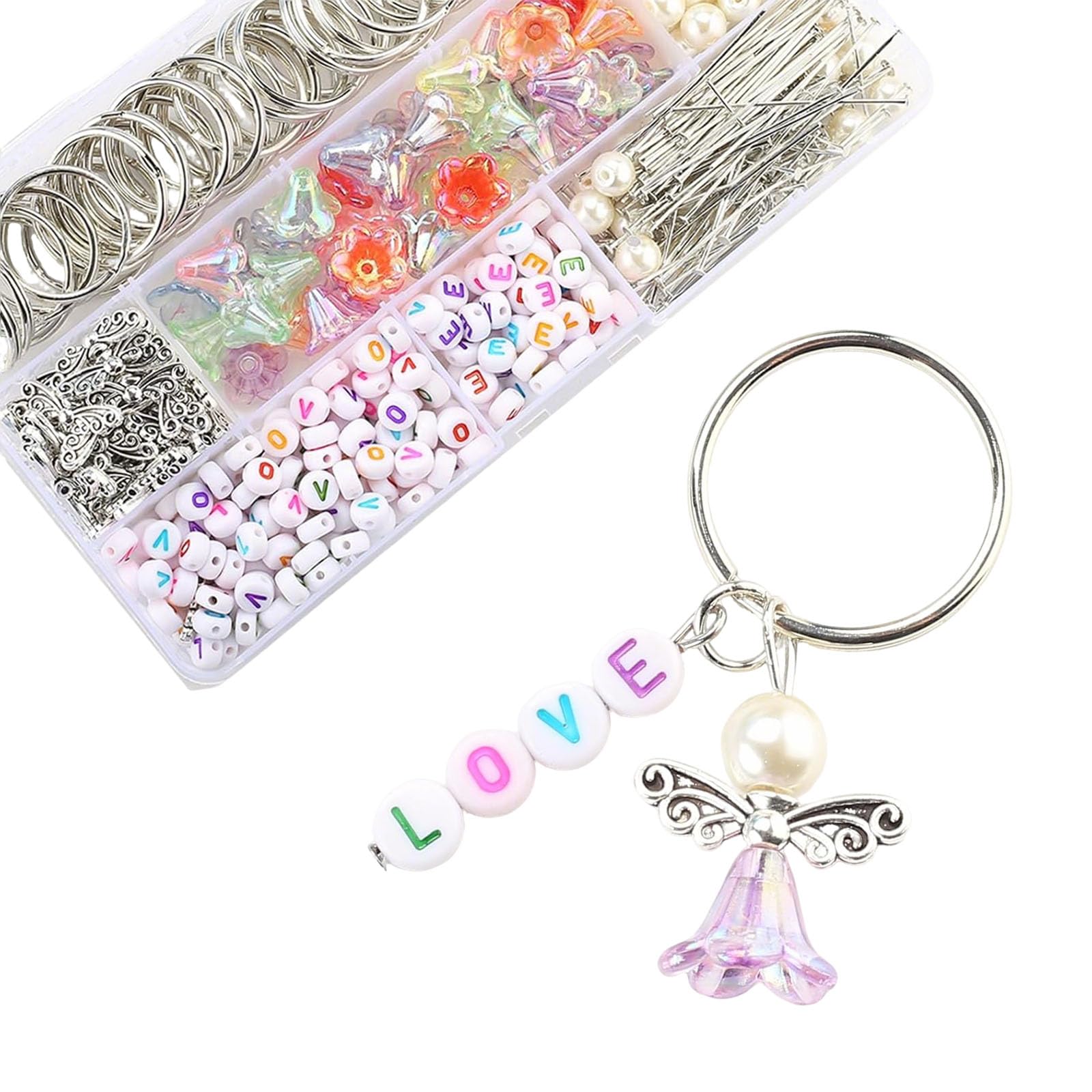 HERZWILD Guardian Angel Set - Make Your Own Angel Charm Bead Pendant for DIY Wedding Jewellery Crafts (Colourful)