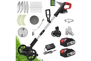 LIUPOKET Weed Wacker Battery Powered, Electric Cordless Weed Trimmer with 21V Battery Operated & Charger & 25 Blades, No-String Brush Cutter/Lawn Edger/Grass Trimmer for Garden Yard