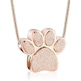 Pet Urns For Dogs/Cats - Pet Ashes Necklace - Paw Print Urn Necklace with Mini Keepsake Urn Memorial Ash Jewelry