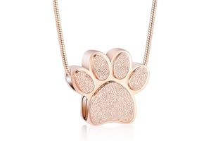 MEMORIAL JEWELRY Pet Urns For Dogs/Cats - Pet Ashes Necklace - Paw Print Urn Necklace with Mini Keepsake Urn Memorial Ash Jewelry