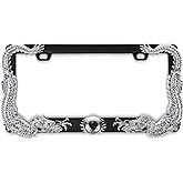 3D Chrome Zinc Dragon License Plate Frame - Fits USA Standard License Plates - Weatherproof & Corrosion Resistant (Not Plastic)