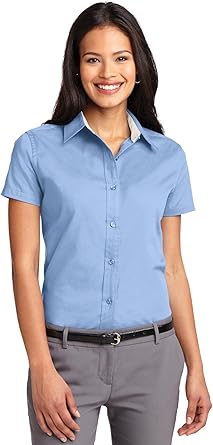 Amazon Com Port Authority Women S Short Sleeve Open Collar Shirt Clothing
