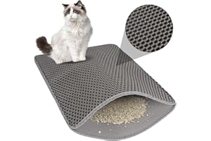 GYE Cat Litter Mat Waterproof and Urine Proof Honeycomb Double Layer, Cat Litter Trapping Mat, Easy to Clean, Cat Litter Mat Scattering Control (24 * 15 in, Gray)