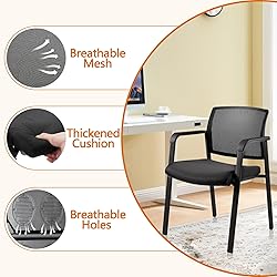 CLATINA Mesh Back Stacking Arm Chairs, Upholstered