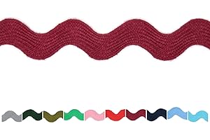 Jacob Bicerri 100% Cotton Burgundy Striped Ric Rac Trim - 5 Yards - Classic & Traditional Style - Wedding Occasion - Perfect for Clothing, Home Decor & Craft Projects