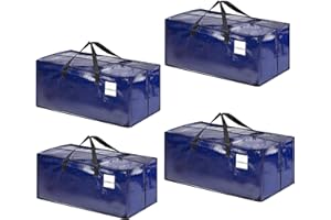‎CHVEGLUZ CHVEGLUZ 4 Packs Moving Bag Heavy Duty Extra Large,Storage Bags with Zipper&Handles, Sturdy&Durable Clothes Storage Bag Totes for College Dorm Essentials, Moving Boxes for College Supplies, Blue