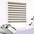 Graywind Zebra Blinds 100% Blackout Horizontal Light Filtering Cordless Window Shades Roller Blinds with Valance for Home and Office (Zebra Blind Fabric Samples)