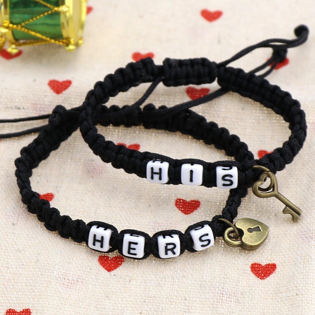 His & Hers Lock and Key Couple Bracelet Lovers Bracelets Adjustable For Girlfriend Boyfriend Chain Bangle - Image 3