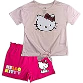 Hello Kitty Girls 2-Piece Fashion Tee Shirt and Active Short Set with Fashion Dolphin Shorts