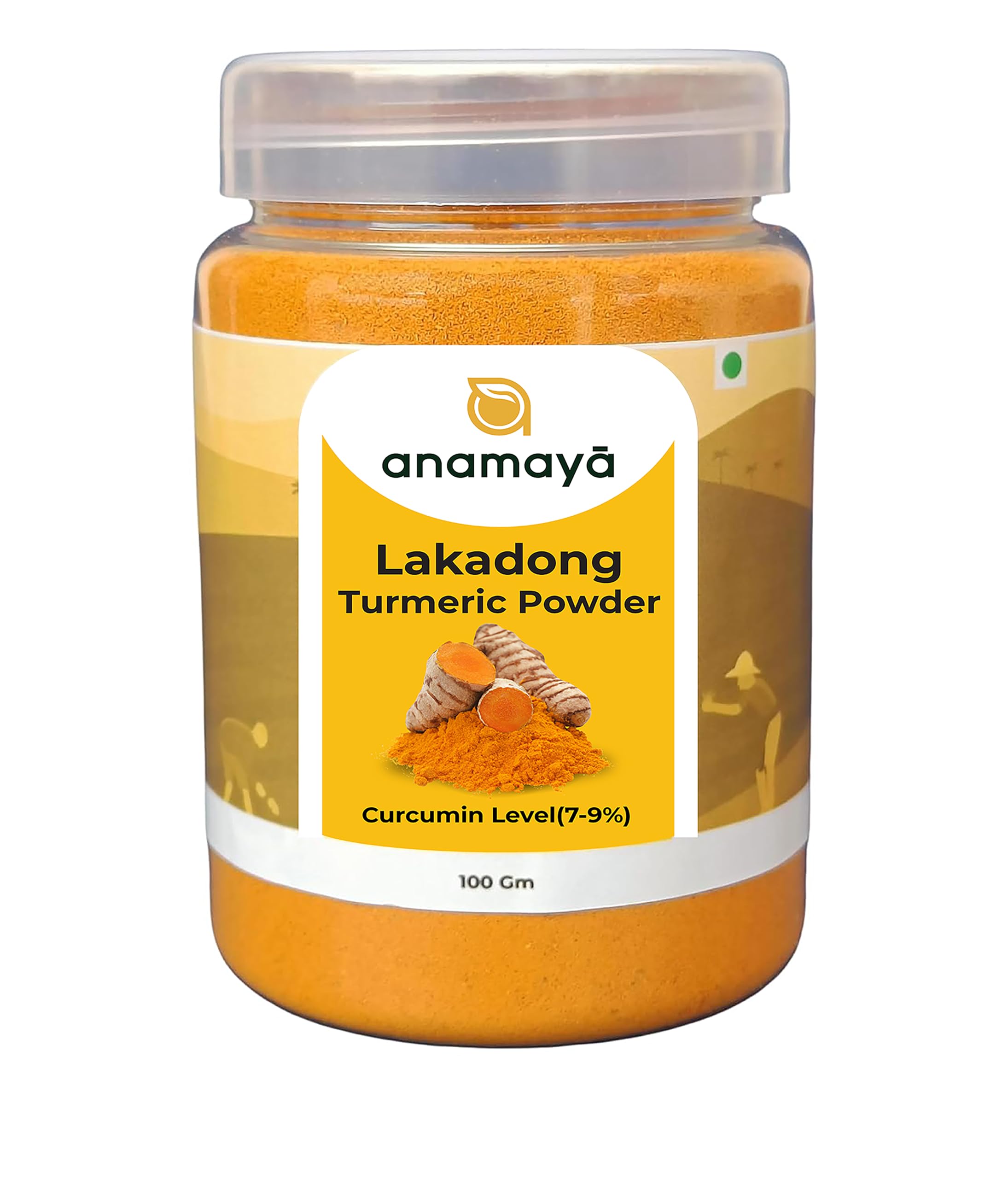 Turmeric powder 100 gms | Tumeric Powder | Curcumin Powder | Ground Turmeric | Lakadong Turmeric | Turmeric Spice for Cooking | Lakadong Turmeric Powder | Lab Tested | Packed in a Reusable Jar |
