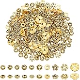 UNICRAFTALE About 300Pcs 10 Styles Tibetan Style Spacer Beads Antique Gold Loose Beads Metal Beads Smooth Bracelet Beads Finding for Earrings Necklace Bracelet Jewelry Making DIY Craft