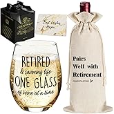 Opininqo Retirement Gifts for Women 2026 - Retirement Wine Glass Retired & Savoring Life Funny Birthday Gifts for Retired Friends Teacher Coworkers Nurses, Coworkers Farewell Leaving Going Away Gift