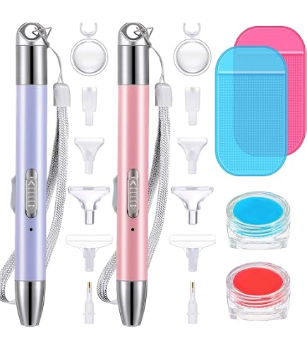 Stylo Peinture Diamant LED Rechargeable USB - 27 Accessoires Dont 5 Pointes - Violet