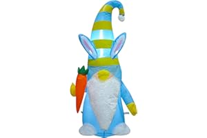 BLOWOUT FUN 4ft Inflatable Easter Blue Swedish Gnome Decoration LED Blow Up Lighted Decor Indoor Outdoor Holiday Art Decor Decorations Clearance