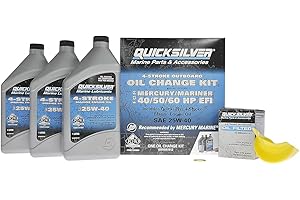 Quicksilver 4-Stroke Oil Change Kit – for Mercury Outboard Engines – 15, 20, 25, 30, 40, 50, 60, 75, 90, 115, 150, 175, 200, 