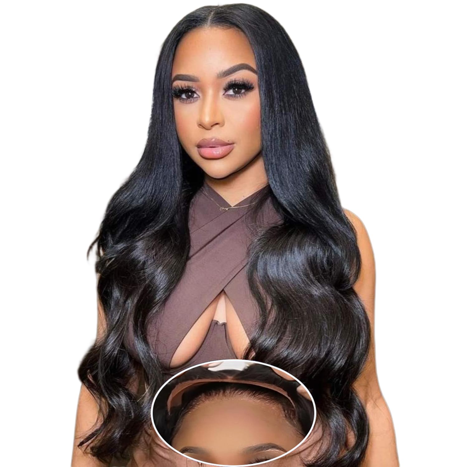 Wear and Go Glueless Wigs Human Hair Wig Glueless Wigs 4x4 Pre Cut Lace Front Body Wave Wig Brazilian Glueless Wigs Natural Hairline Pre Plucked Wigs Natural Color 180% Density 20 inches — image 1