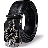 Dubulle Designer Ratchet Belt for Men Leather Fashion Adjustable Automatic Buckle Sliding Removable Dress Casual