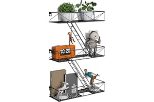 Sumbame Fire Escape Wall Shelf - 3 Tier New York Metal Ladder Shelf, Storage Black Decorative Shelves, Unique Decor Display Shelf for Living Room, Bathroom, Study Room, Funky Home