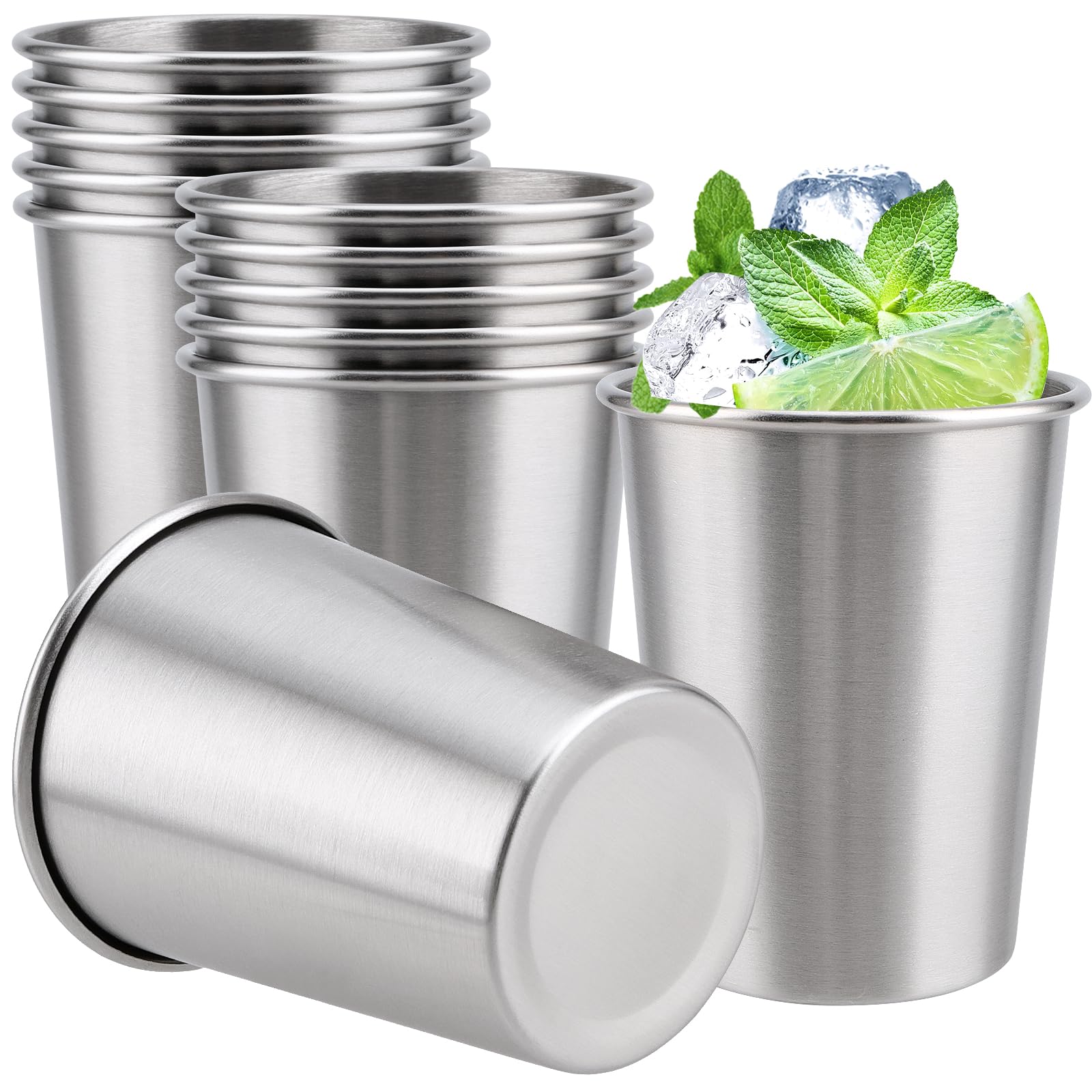 ZOENHOU 12Pcs 260ml Stainless Steel Cup, 9 oz Reusable Metal Beer Cup, Stackable Mugs Shatterproof Drinking Cups for Party, Travel, Camping