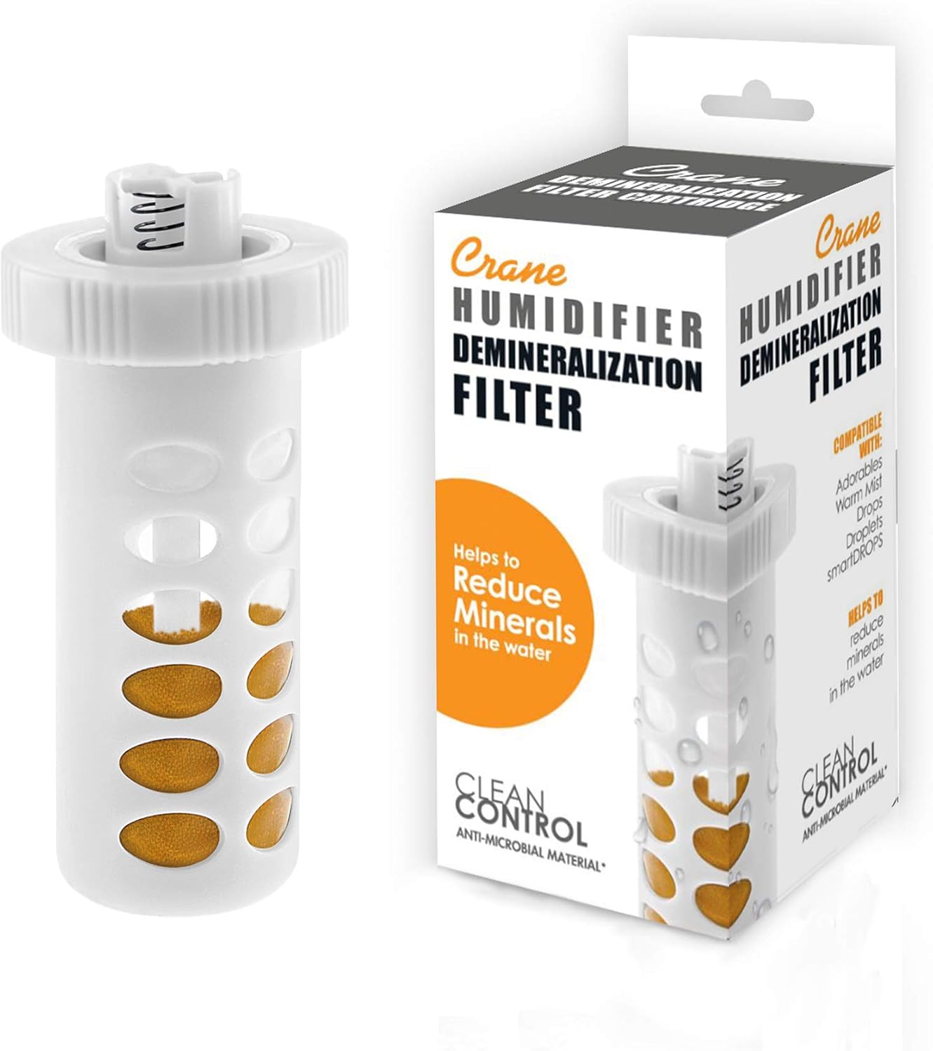 Crane Universal Humidifier Filter, Compatible with Drop, Droplet, Adorable, Warm & Cool Mist Humidifiers, Reduces White Dust, Long Lasting (HS-1932): Health & Personal Care