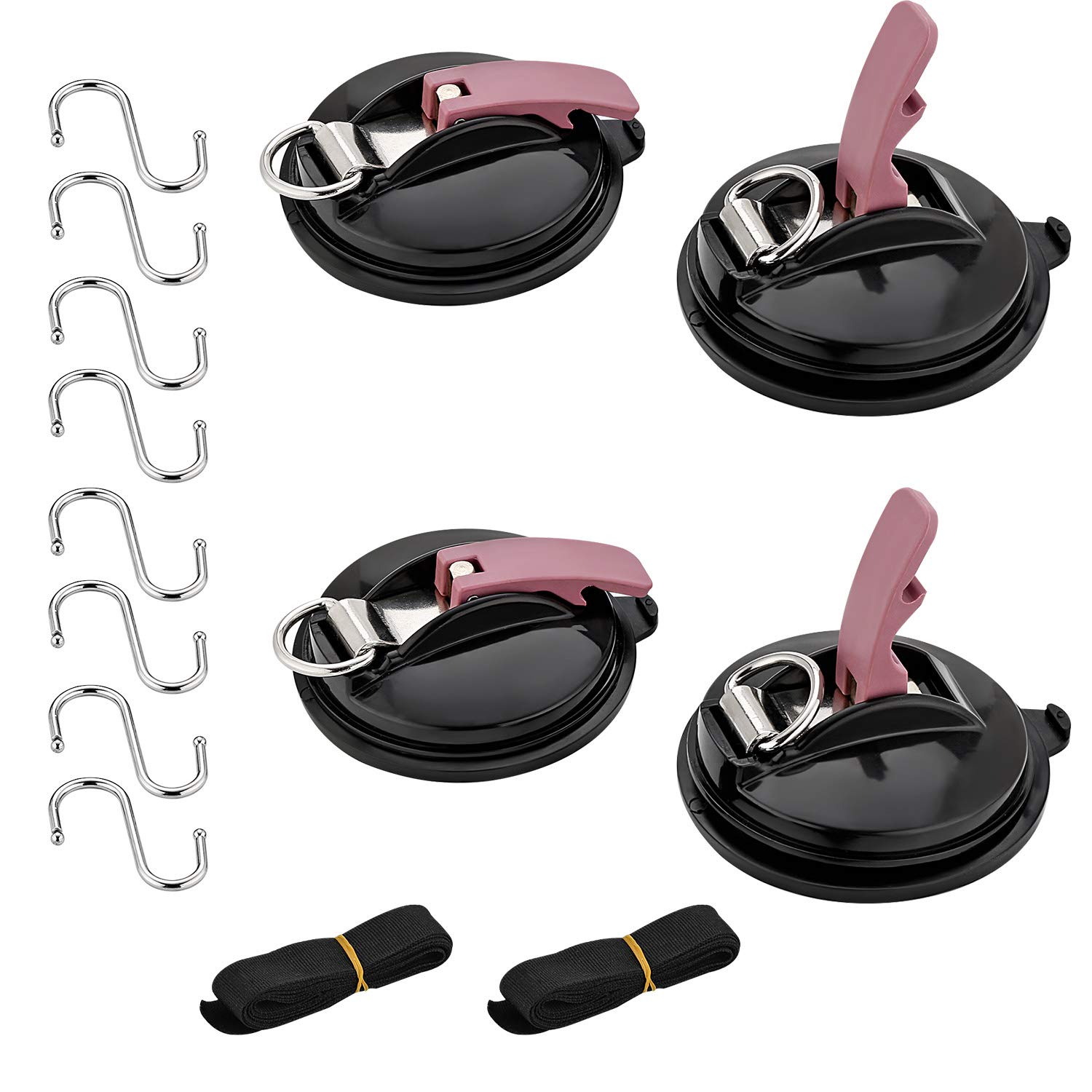 EXLECO Set of 4 Suction Cups for Car Max. 22 kg for Awning, Sun Visor, Tarpaulin and Vehicle Cover